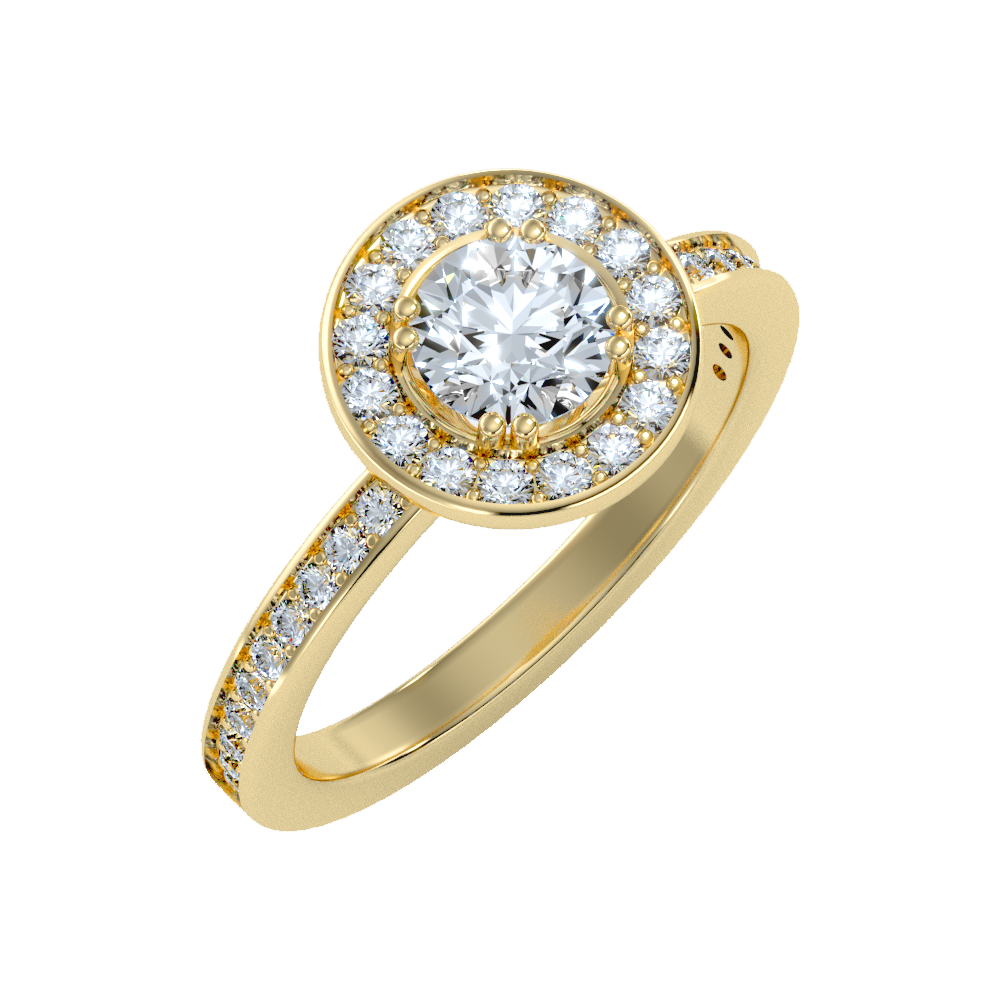 Cele Classic Halo Diamond Engagement Ring In 925 Sterling Silver - One