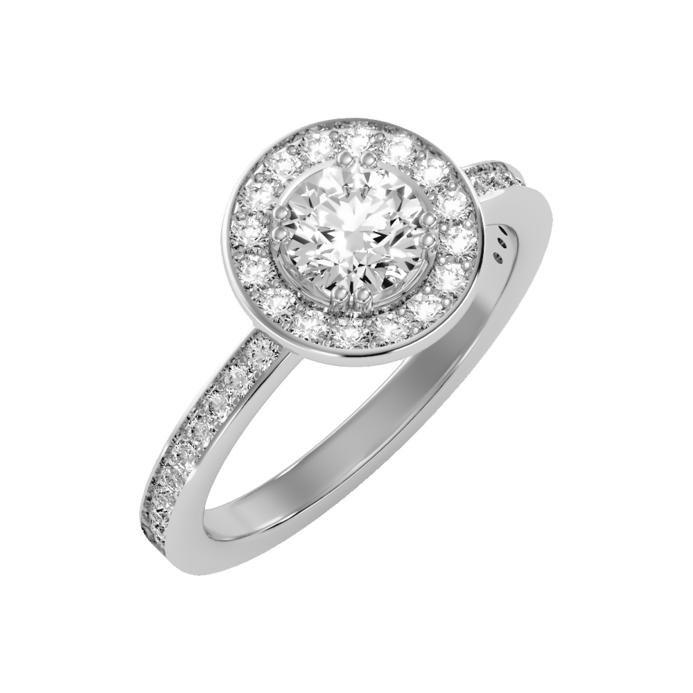 Cele Classic Halo Diamond Engagement Ring In 925 Sterling Silver - Eleven