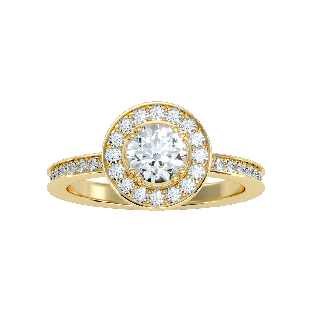 Cele Classic Halo Diamond Engagement Ring In 925 Sterling Silver - Three