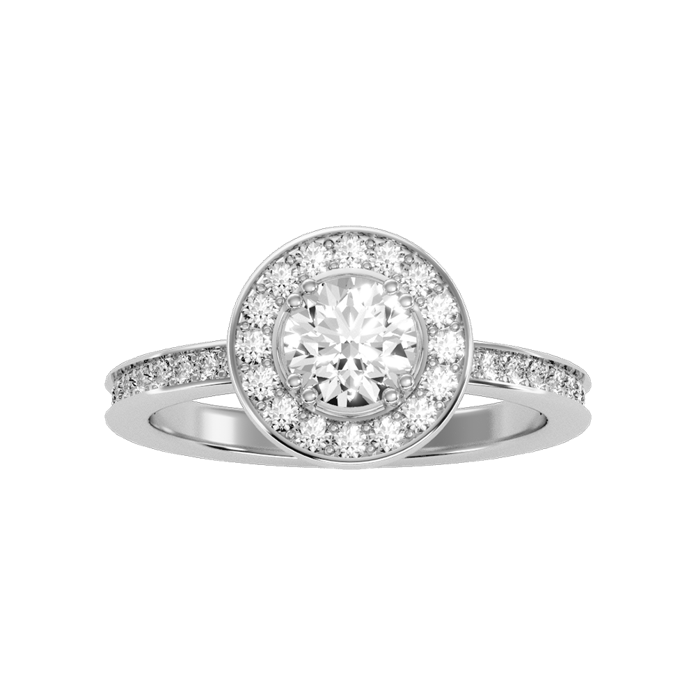 Cele Classic Halo Diamond Engagement Ring In 925 Sterling Silver - Nine