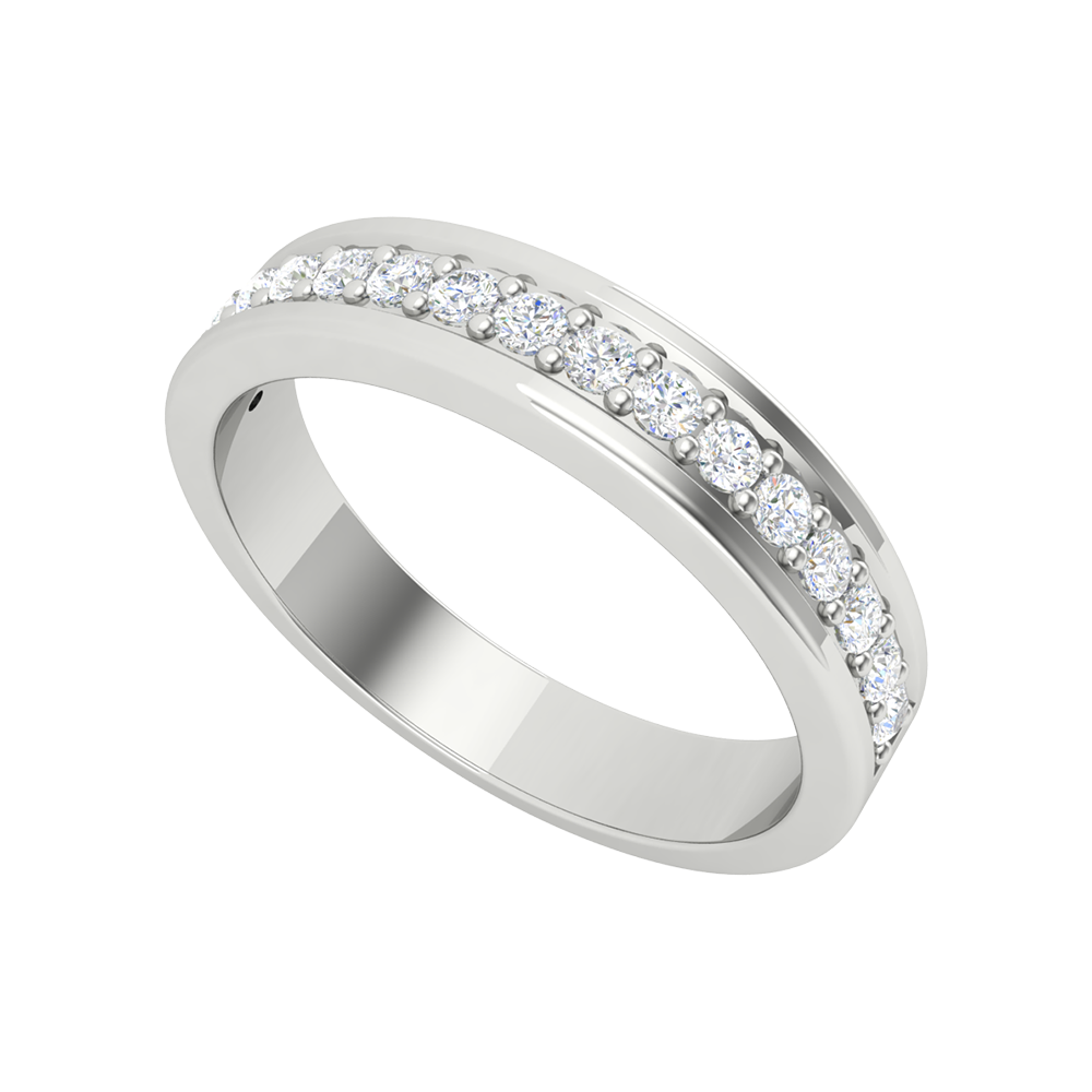 Chandelle Glitter Diamond Band In 925 Sterling Silver - One