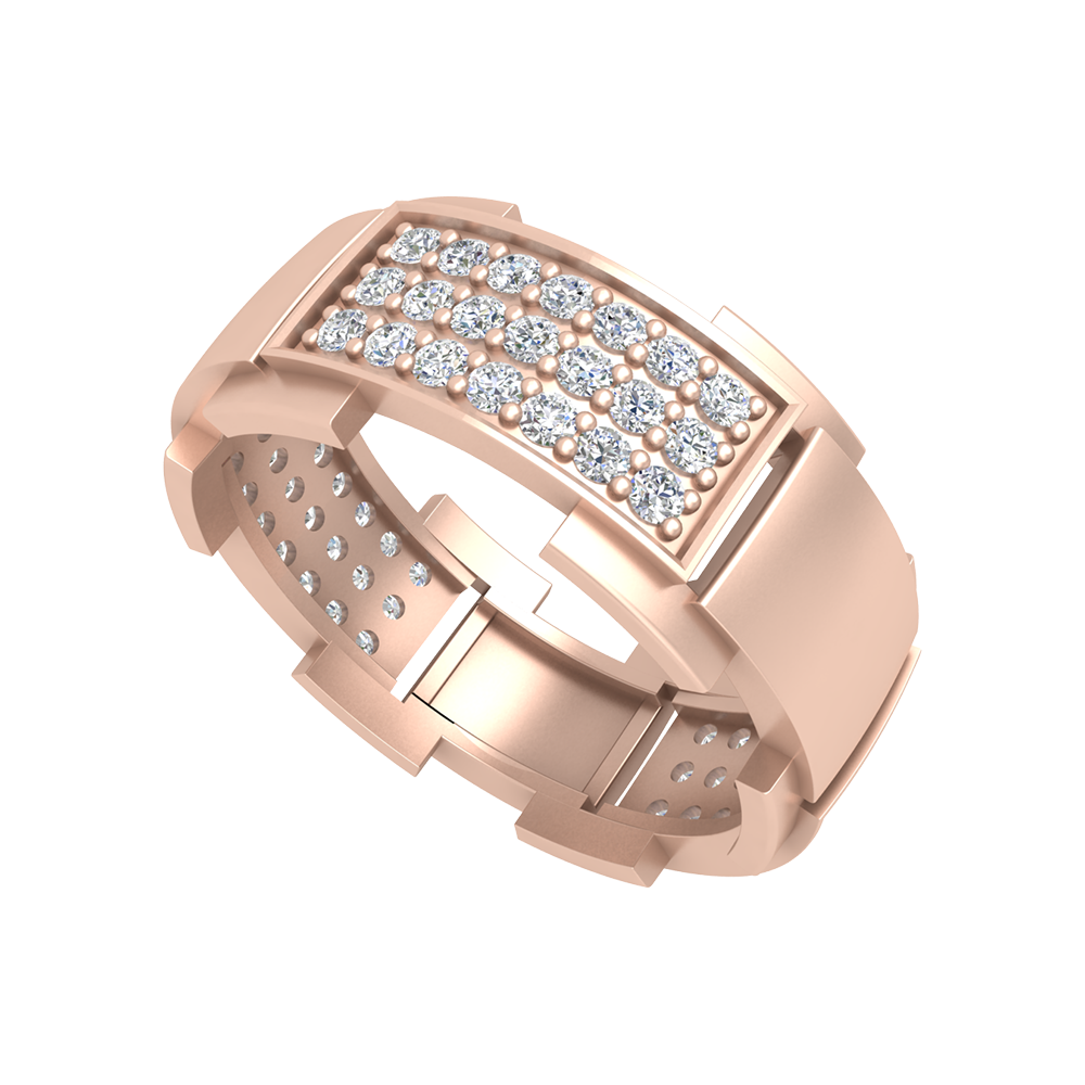 Charming Band Men's Ring In 925 Sterling Silver - One
