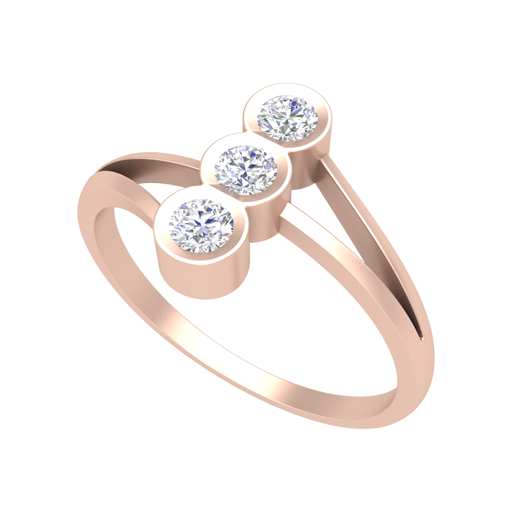Cherry Glossy Tri Stone Ring In 925 Sterling Silver - One
