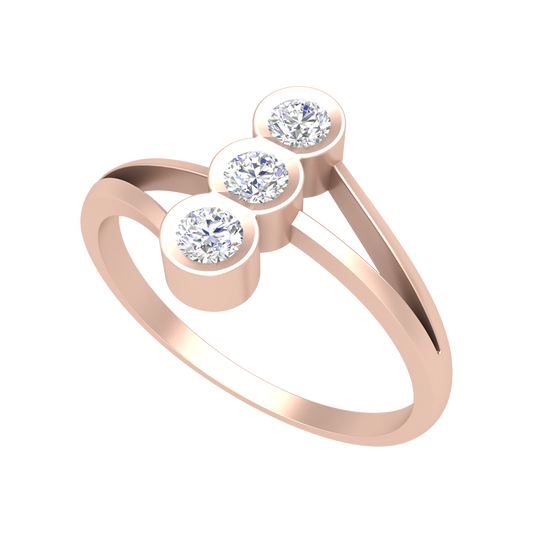 Cherry Glossy Tri Stone Ring In 925 Sterling Silver - One