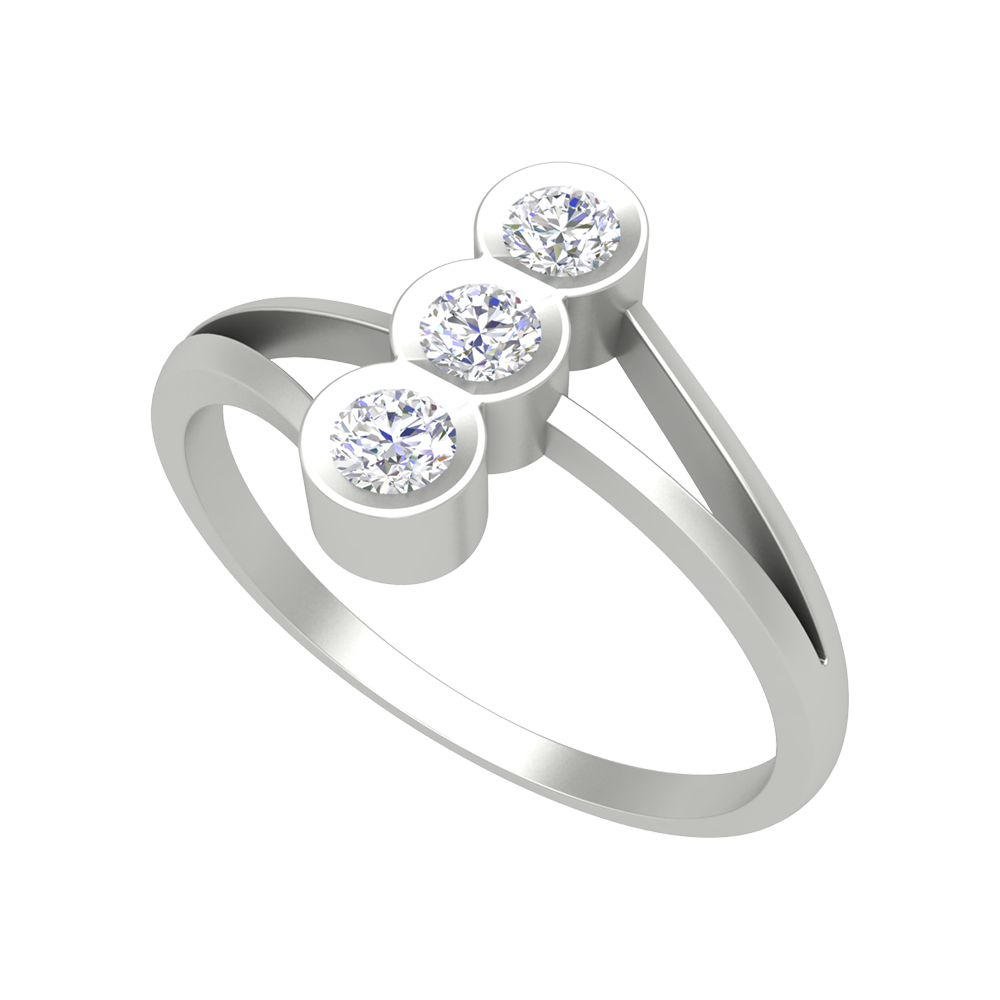 Cherry Glossy Tri Stone Ring - Six
