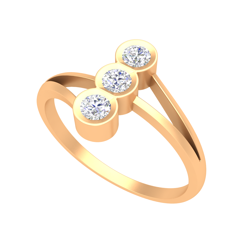 Cherry Glossy Tri Stone Ring - Nine
