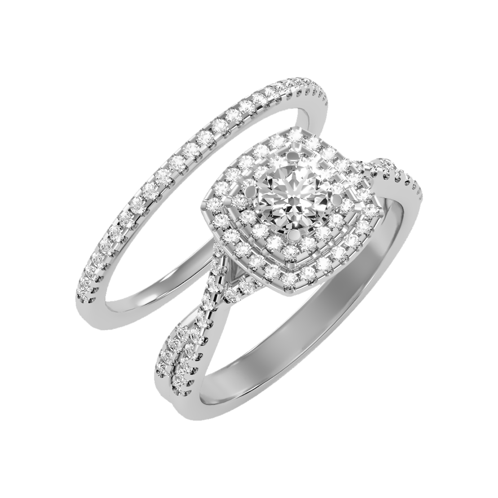 Cisting Bridal Ring Set In 925 Sterling Silver - One