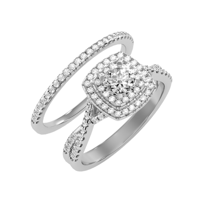 Cisting Bridal Ring Set In 925 Sterling Silver - One