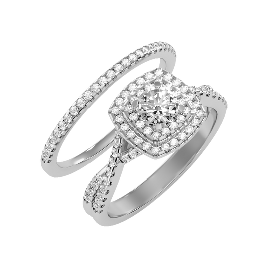 Cisting Bridal Ring Set In 925 Sterling Silver - One