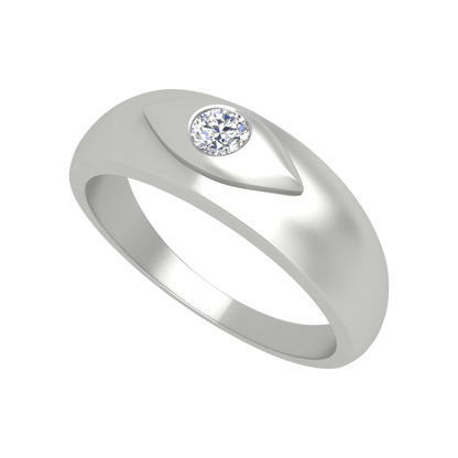 Classic Row Single Stone Ring In 925 Sterling Silver - One