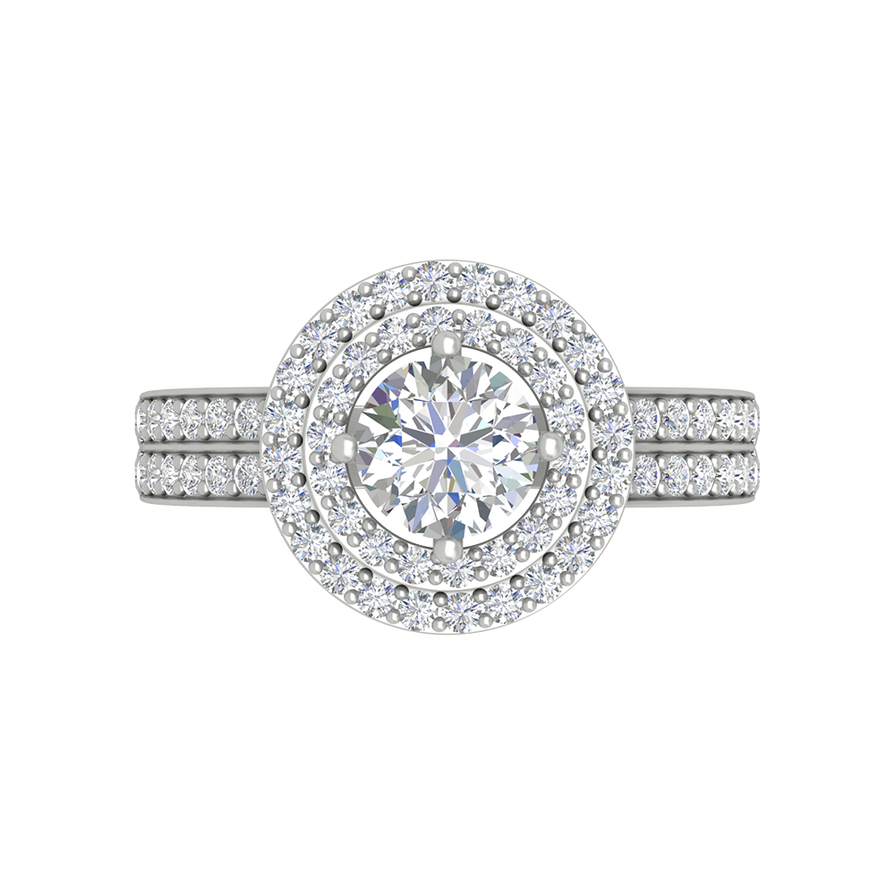 Classy Halo Solitaire Ring - One