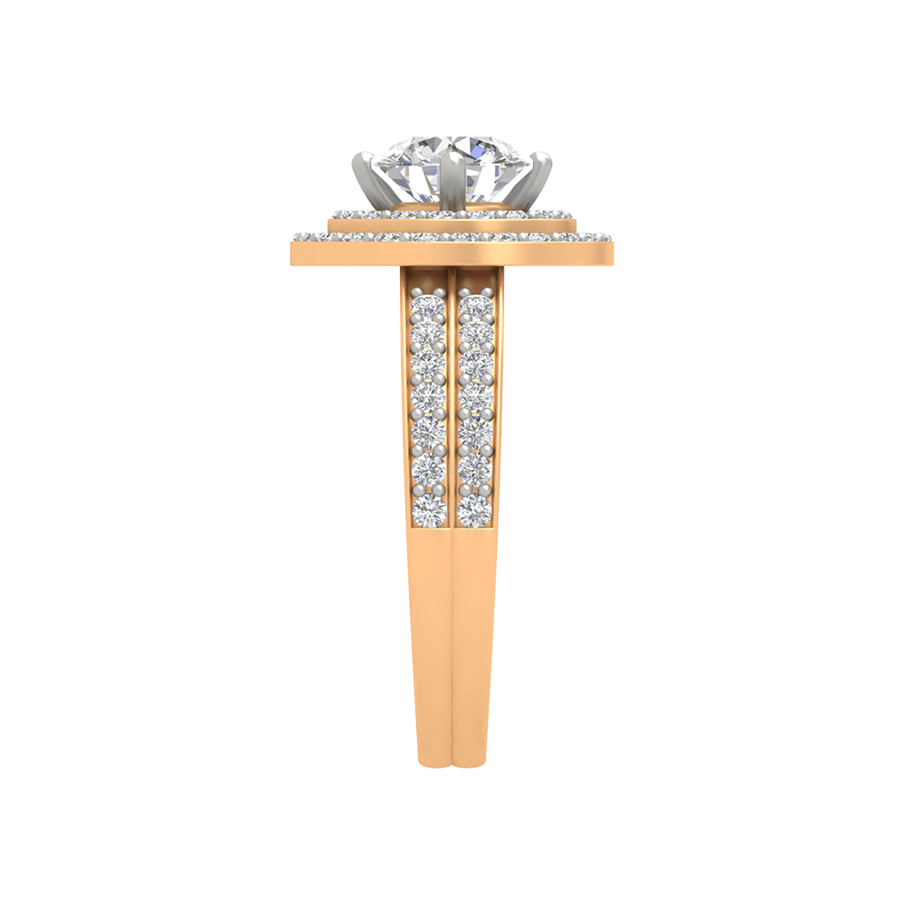 Classy Halo Solitaire Ring In 925 Sterling Silver - Ten