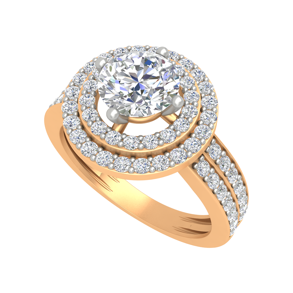 Classy Halo Solitaire Ring - Eleven