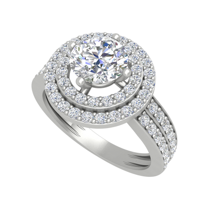 Classy Halo Solitaire Ring In 925 Sterling Silver - Two