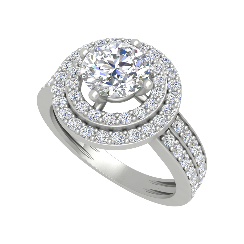 Classy Halo Solitaire Ring - Two