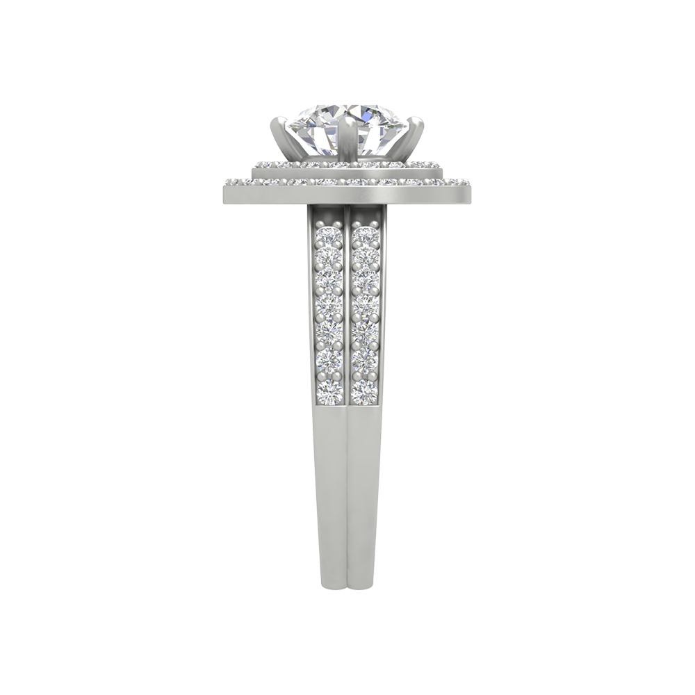 Classy Halo Solitaire Ring In 925 Sterling Silver - Three
