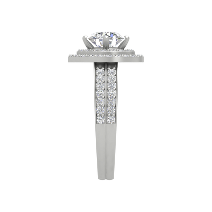 Classy Halo Solitaire Ring In 925 Sterling Silver - Three