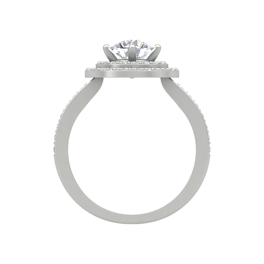 Classy Halo Solitaire Ring - Four