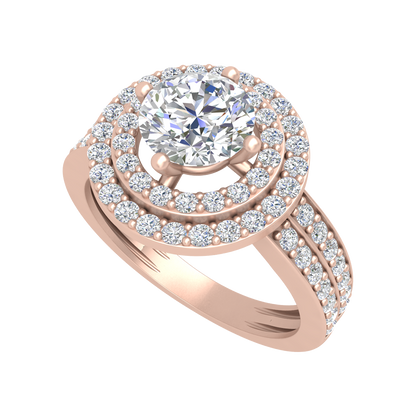 Classy Halo Solitaire Ring In 925 Sterling Silver - Five