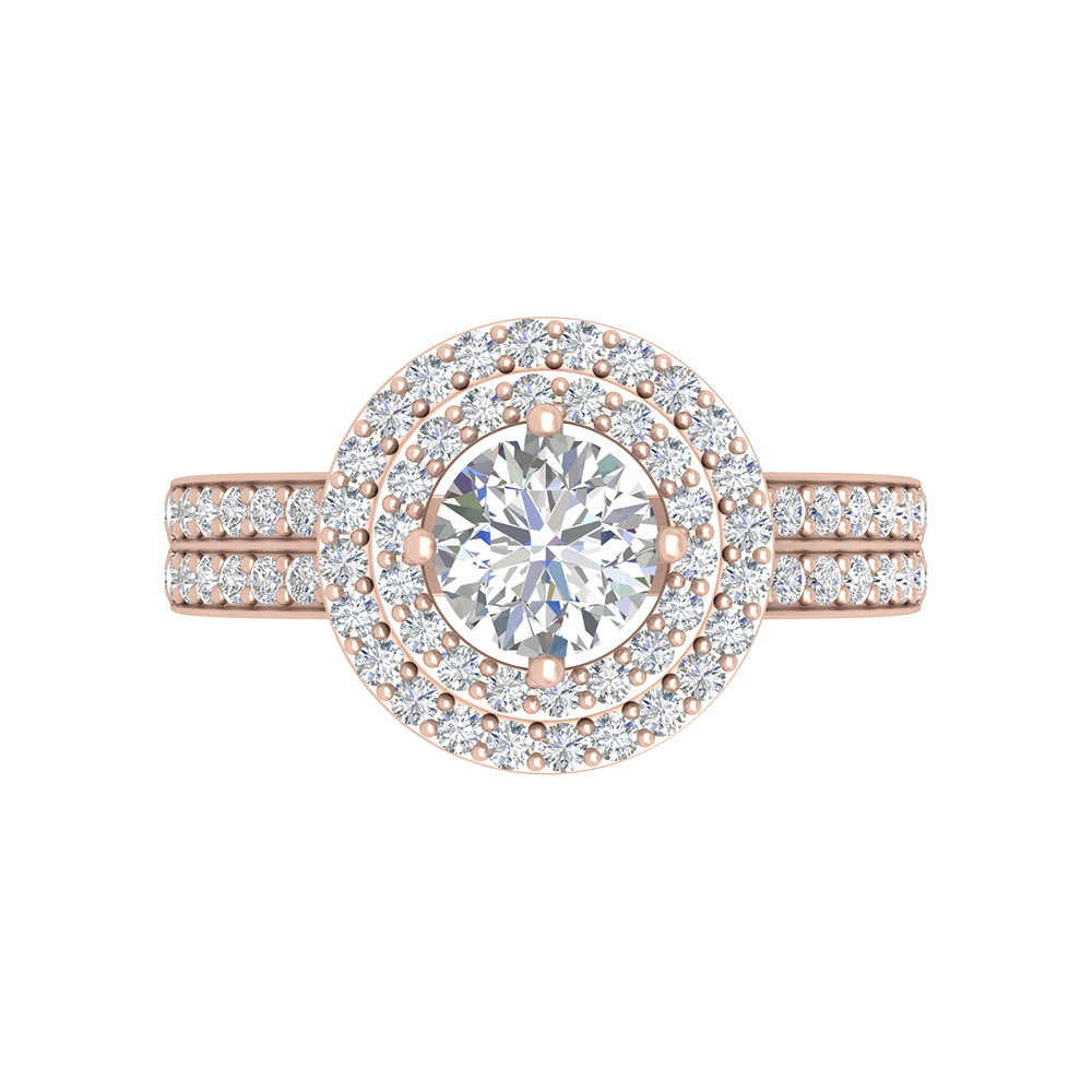 Classy Halo Solitaire Ring - Six