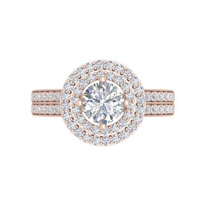 Classy Halo Solitaire Ring In 925 Sterling Silver - Six