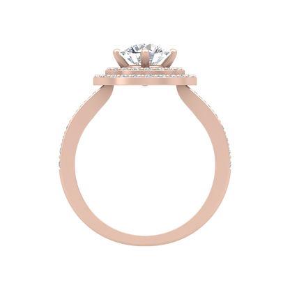 Classy Halo Solitaire Ring In 925 Sterling Silver - Eight