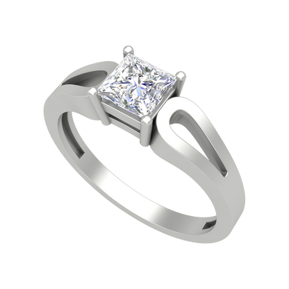 Classy Loop Solitaire Ring In 925 Sterling Silver - Five