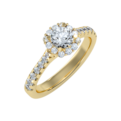 Cocktail Classic Halo Diamond Engagement Ring In 925 Sterling Silver - Ten