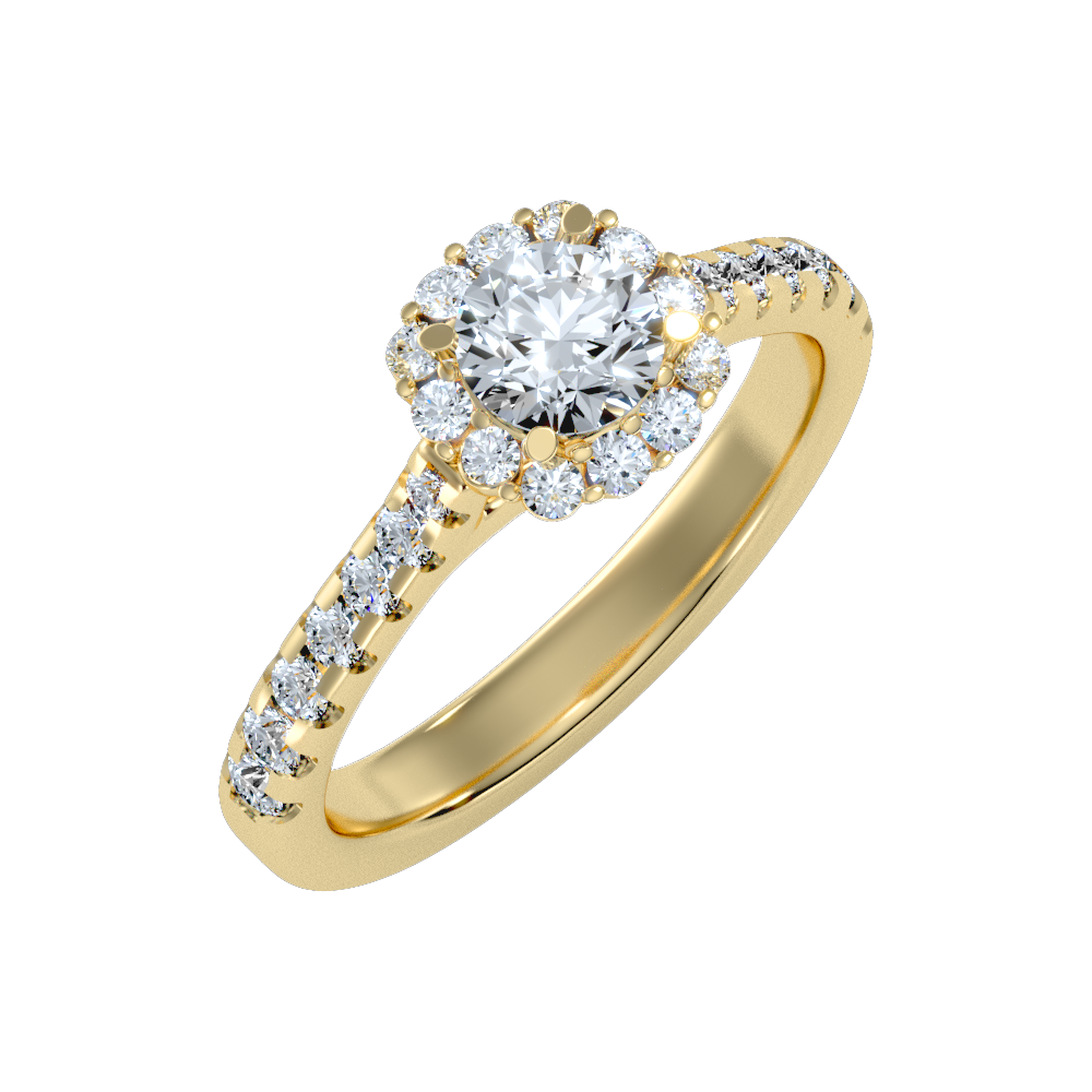 Cocktail Classic Halo Diamond Engagement Ring - Ten