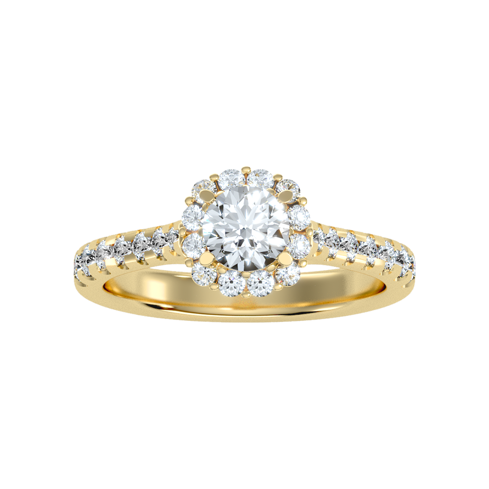 Cocktail Classic Halo Diamond Engagement Ring In 925 Sterling Silver - Eleven