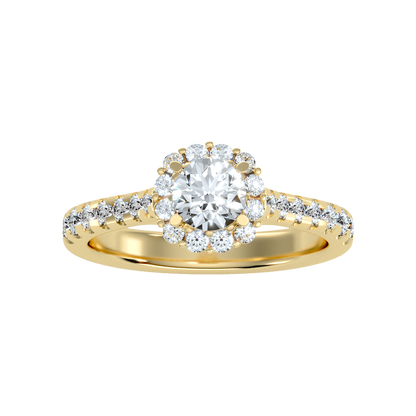 Cocktail Classic Halo Diamond Engagement Ring In 925 Sterling Silver - Eleven