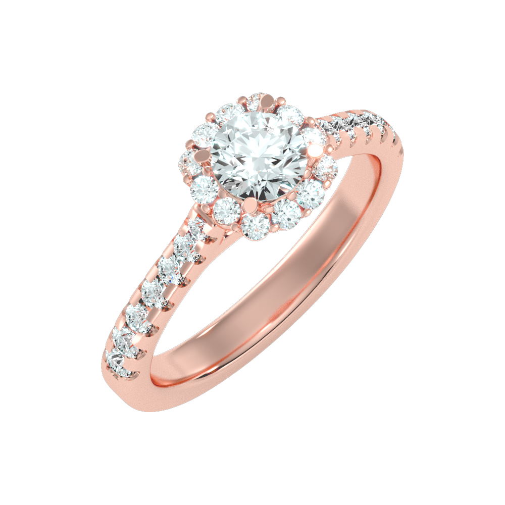 Cocktail Classic Halo Diamond Engagement Ring - Two