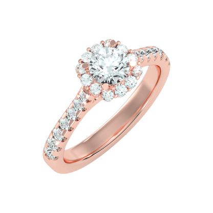 Cocktail Classic Halo Diamond Engagement Ring In 925 Sterling Silver - Two