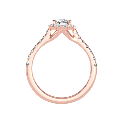 Cocktail Classic Halo Diamond Engagement Ring - Three