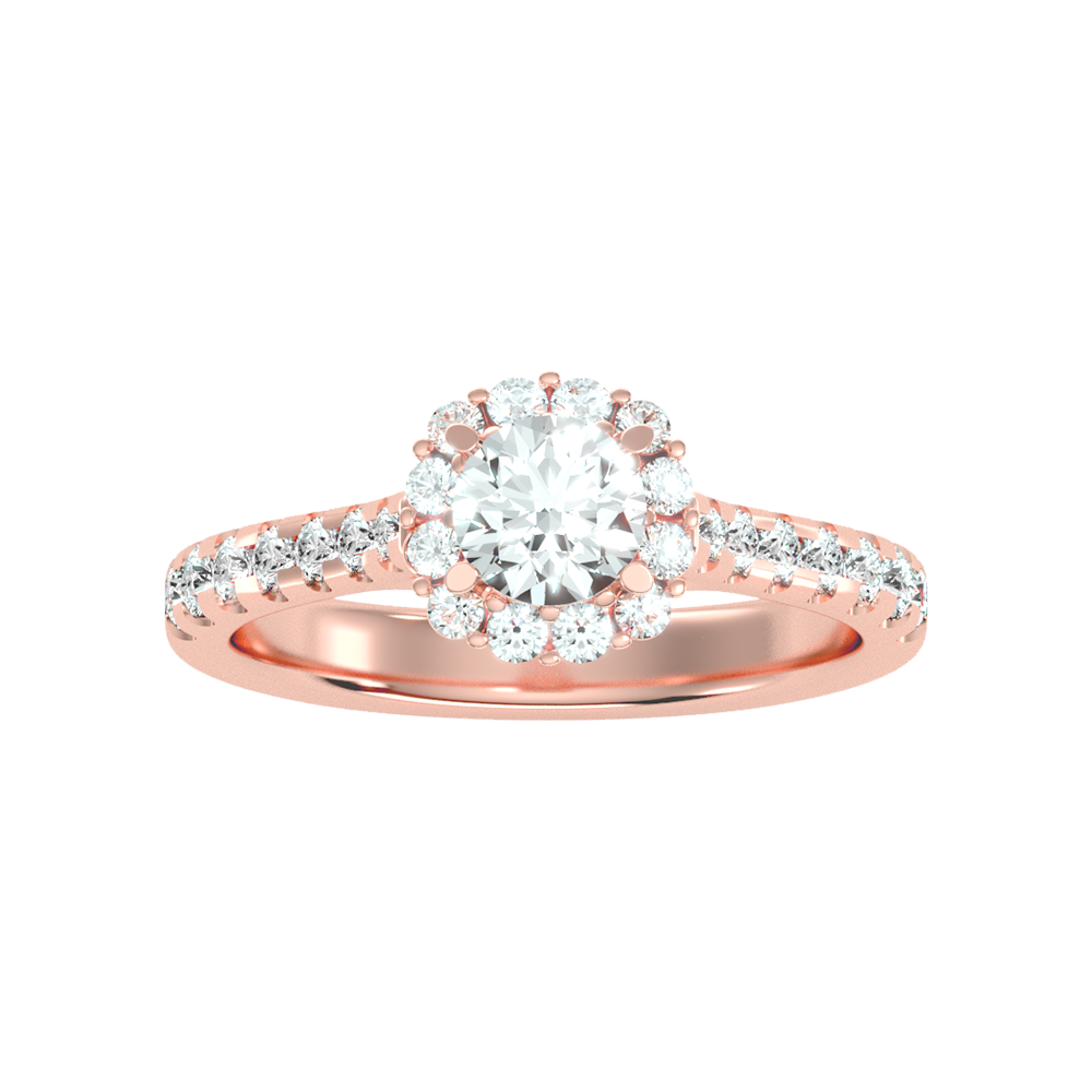 Cocktail Classic Halo Diamond Engagement Ring - Four