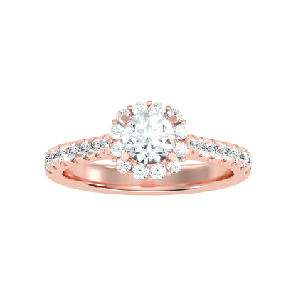 Cocktail Classic Halo Diamond Engagement Ring In 925 Sterling Silver - Four