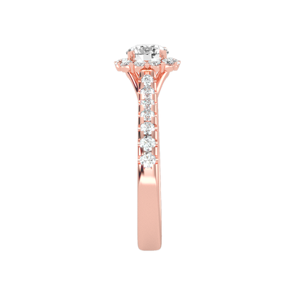 Cocktail Classic Halo Diamond Engagement Ring In 925 Sterling Silver - Five