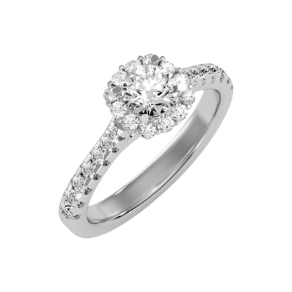 Cocktail Classic Halo Diamond Engagement Ring - Six