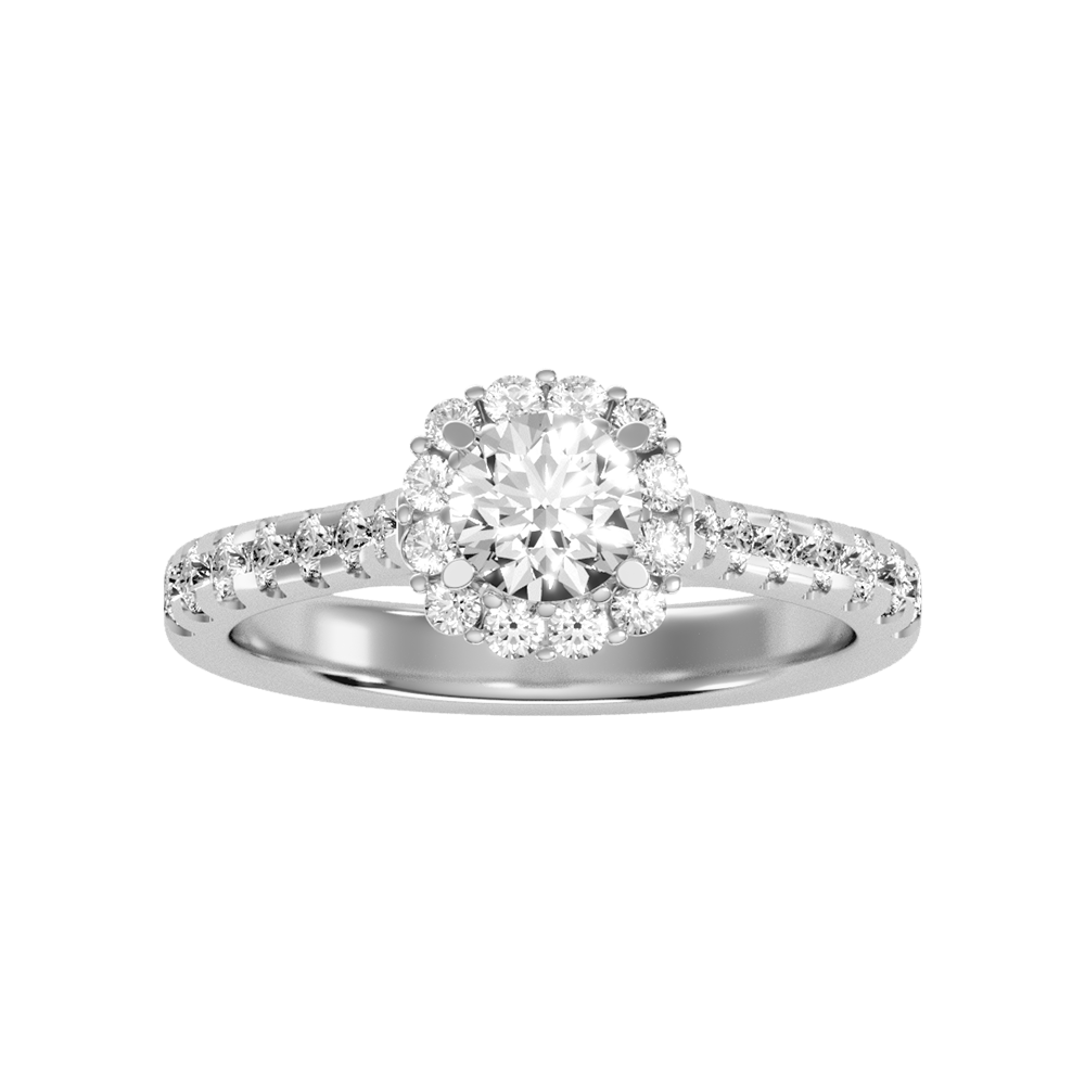 Cocktail Classic Halo Diamond Engagement Ring In 925 Sterling Silver - Seven