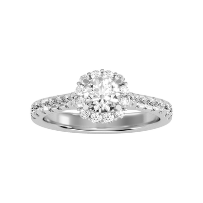Cocktail Classic Halo Diamond Engagement Ring - Seven