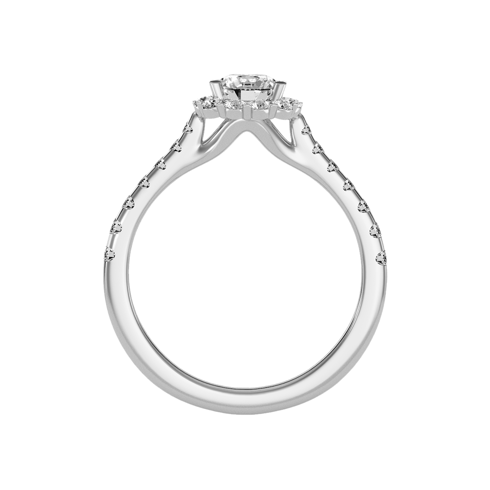 Cocktail Classic Halo Diamond Engagement Ring - Nine
