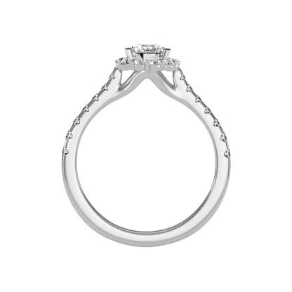 Cocktail Classic Halo Diamond Engagement Ring - Nine