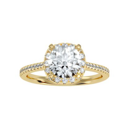 Comely Halo Solitaire Ring - Ten