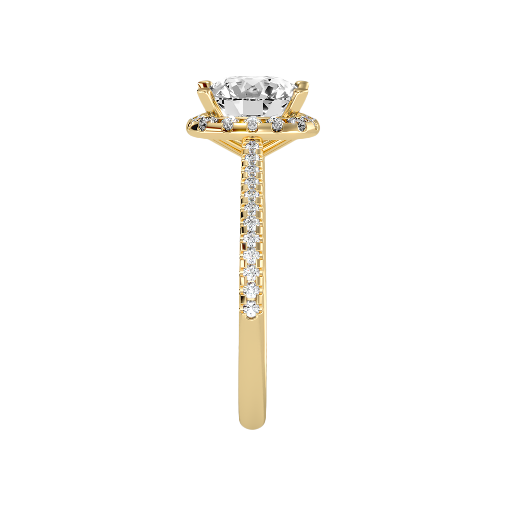 Comely Halo Solitaire Ring In 925 Sterling Silver - Eleven