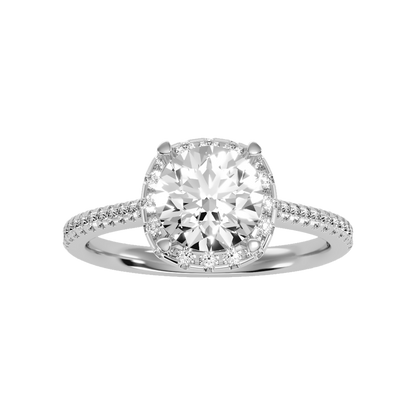 Comely Halo Solitaire Ring In 925 Sterling Silver - Three