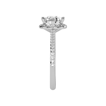 Comely Halo Solitaire Ring - Four