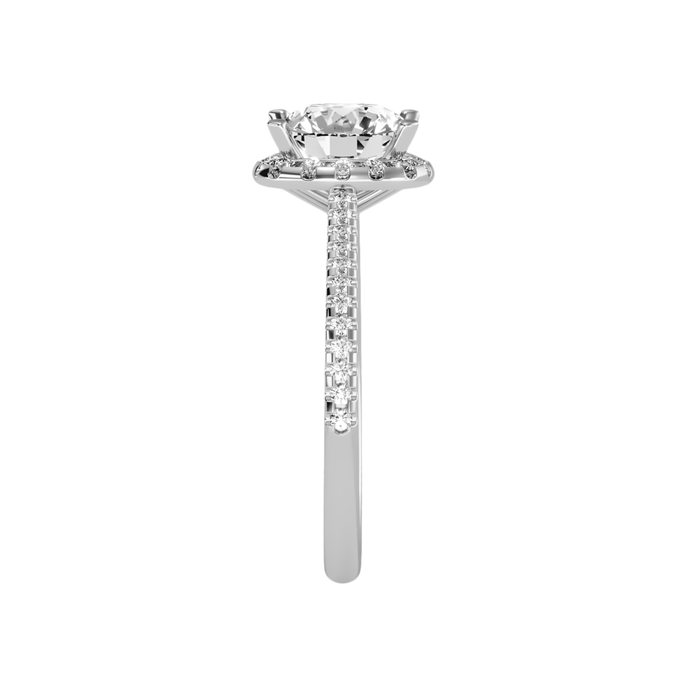Comely Halo Solitaire Ring In 925 Sterling Silver - Four