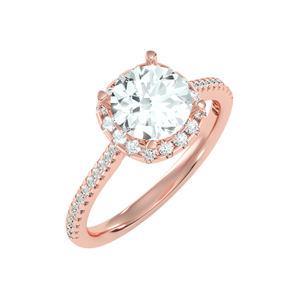 Comely Halo Solitaire Ring - Five