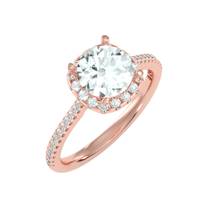 Comely Halo Solitaire Ring - Five
