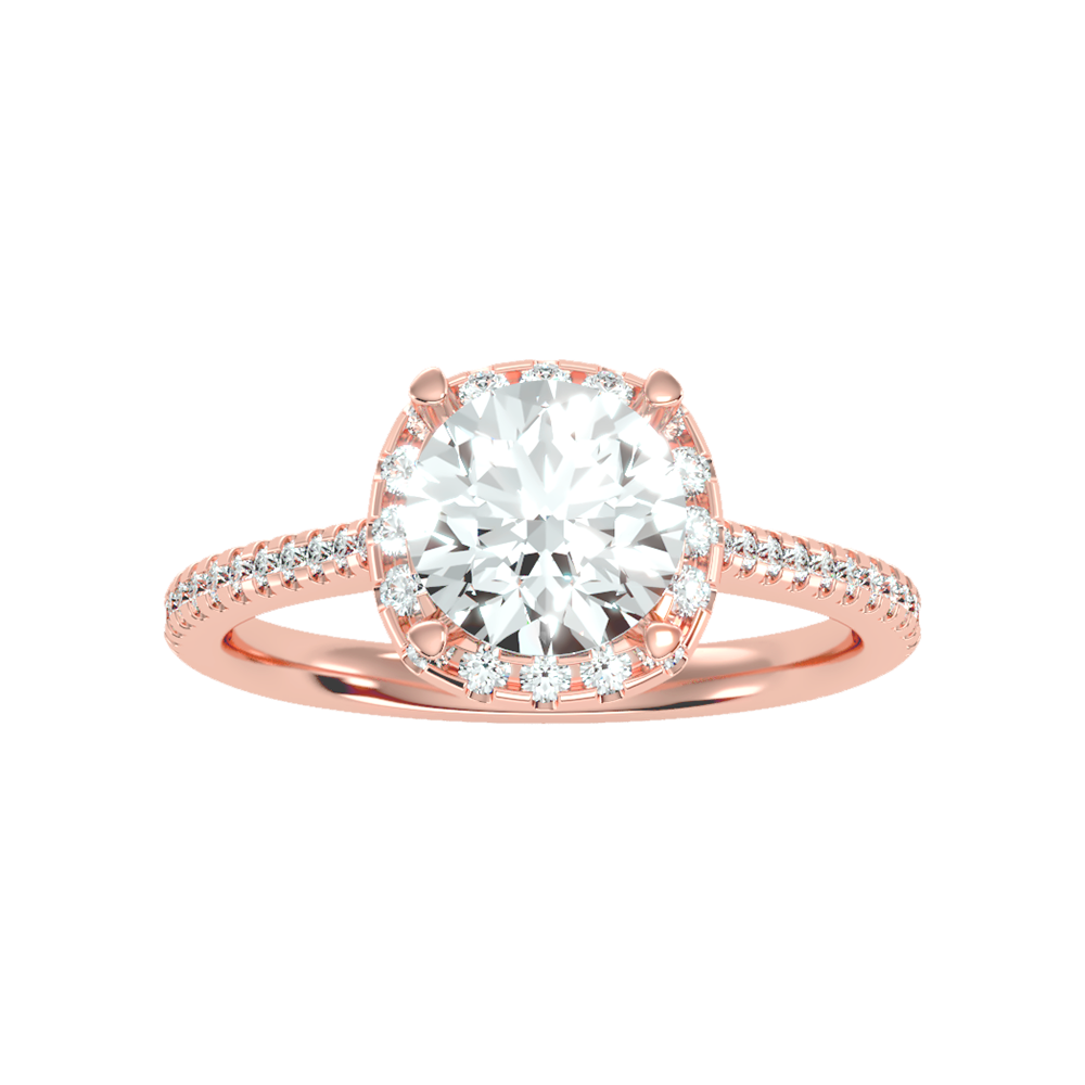 Comely Halo Solitaire Ring In 925 Sterling Silver - Six
